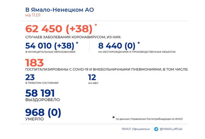 На Ямале прошедшие сутки обошлись без смертей от коронавируса
