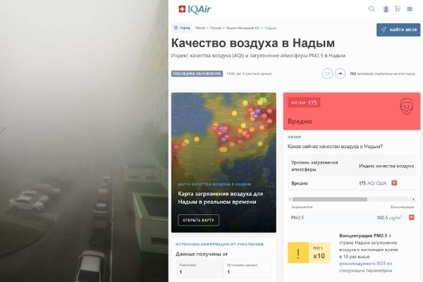 Смог на Ямале: хуже всего ситуация в Надыме