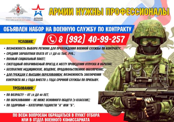 Объявлен набор на военную службу по контракту.