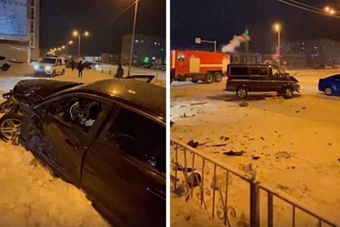 В Новом Уренгое при столкновении с Mercedes пострадал водитель микроавтобуса
