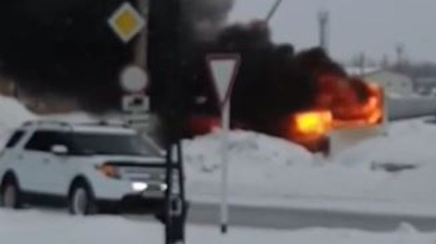 В ямальском поселке сгорел пассажирский автобус